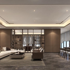 新中式经理办公室3D模型下载